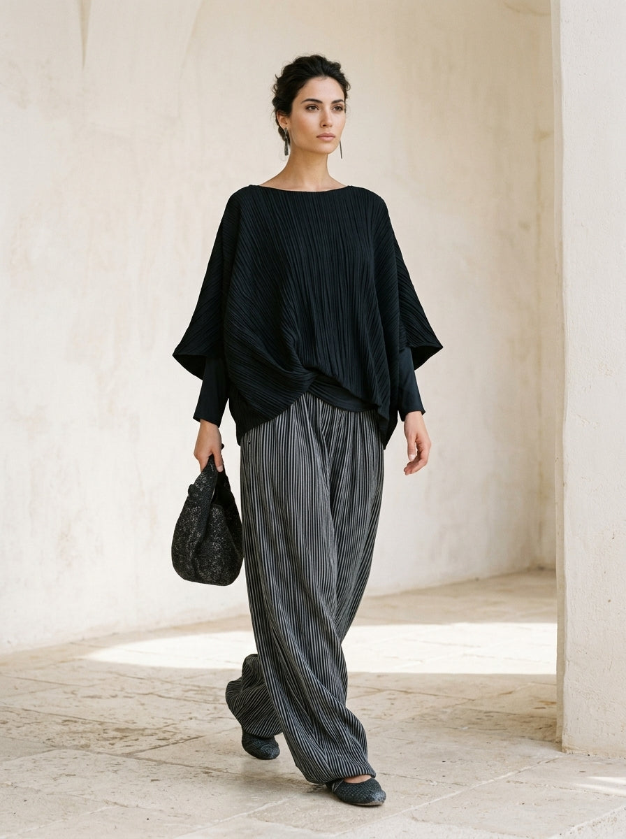 Pantalon très large à tombé fluide de l'ensemble Solène